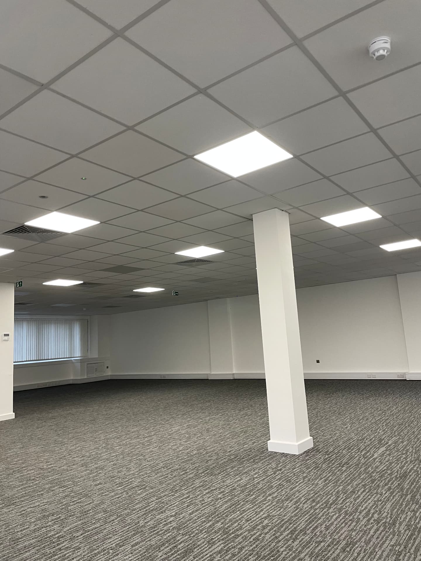 LED ceiling panel lighting installed across a commercial office in Southampton